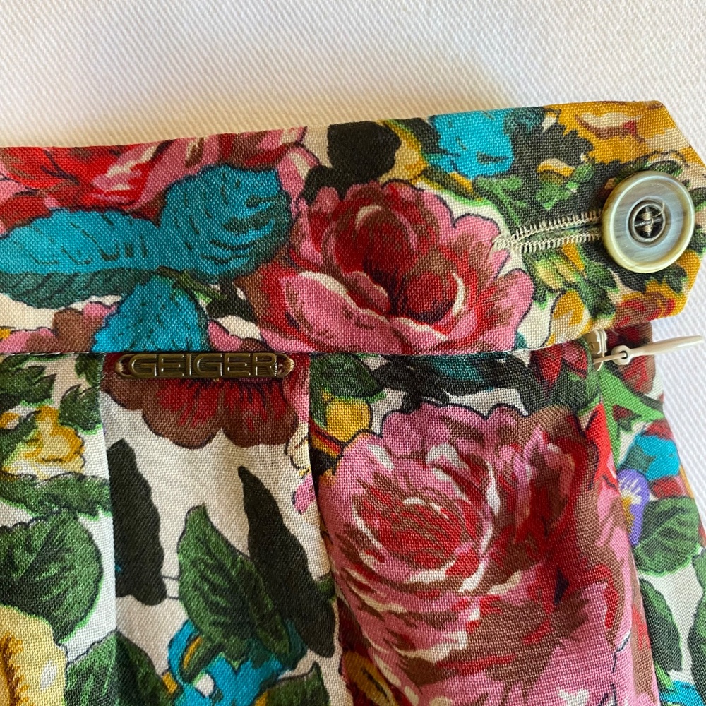 Vintage Geiger Knee Length Floral Skirt Sz 40/US 8 Cottagecore Romantic Summer - Picture 3 of 13